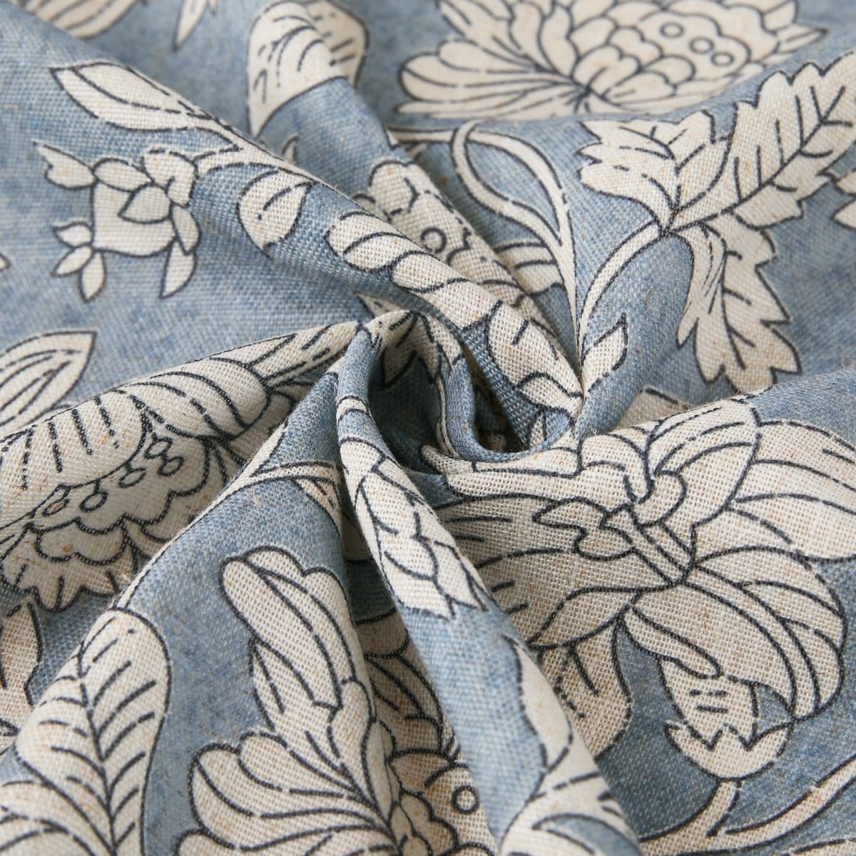 Zara Floral Block Linen Textured Shower Curtain