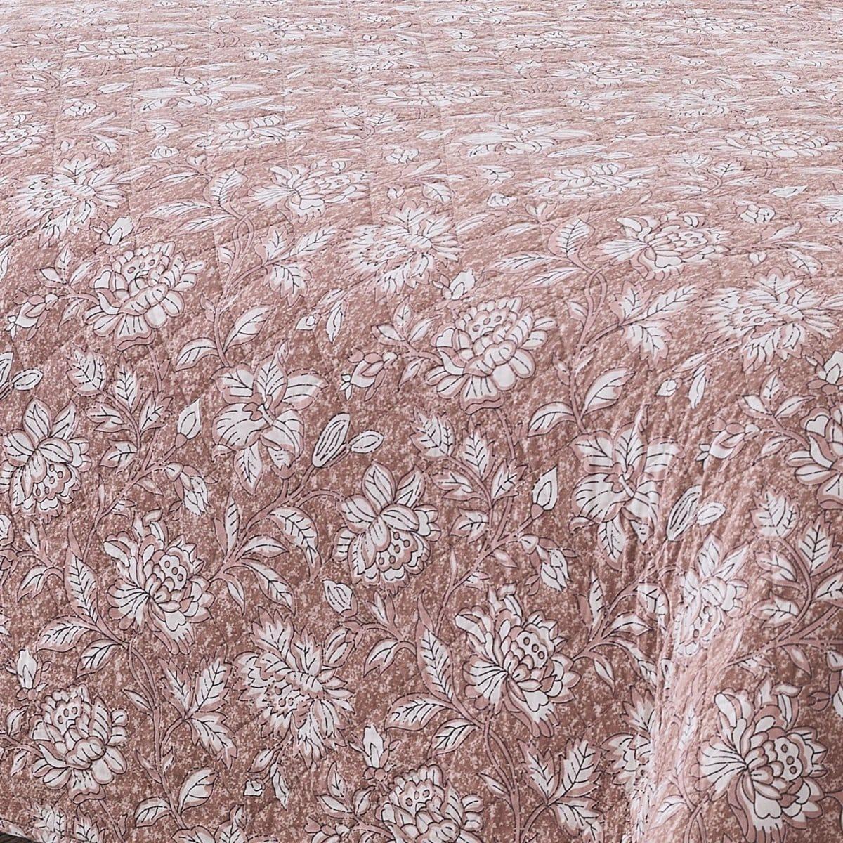 Zara Floral Block Reversible Cotton Quilt Set