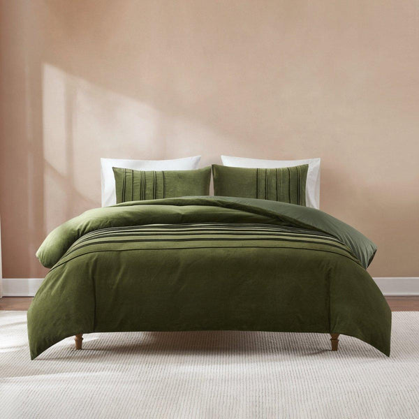 Pleated Groove Velvet Duvet Cover Set