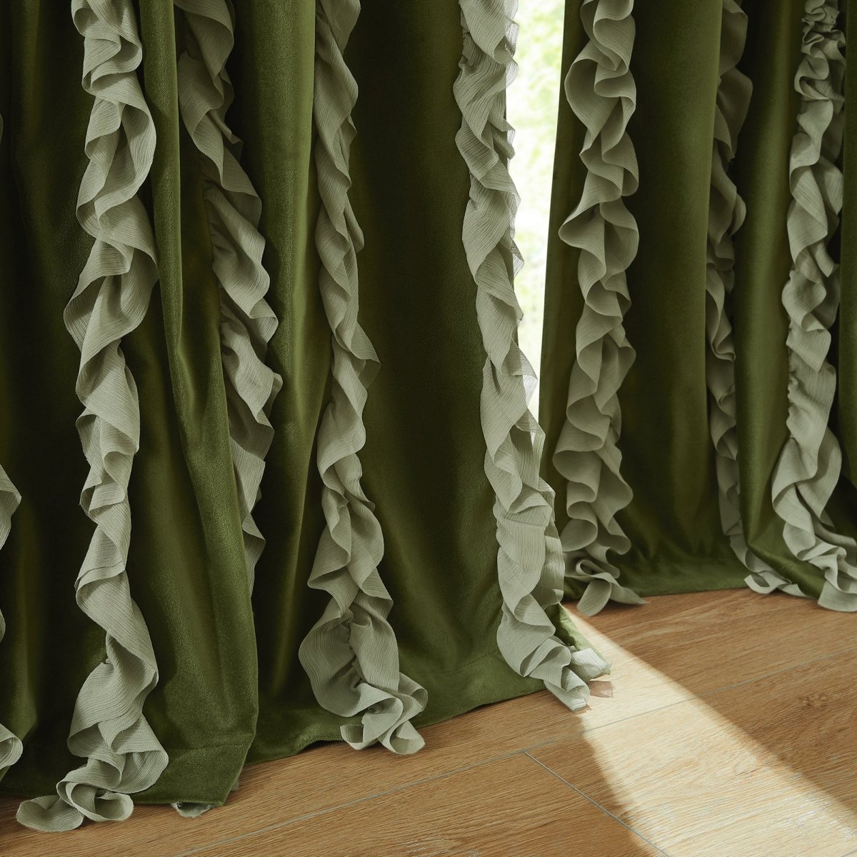 Verdant Path Velvet Blackout Window Curtain Panels
