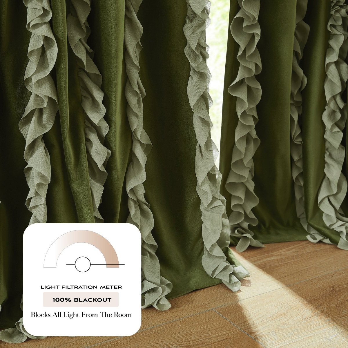 Verdant Path Velvet Blackout Window Curtain Panels
