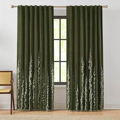 Verdant Path Velvet Blackout Window Curtain Panels