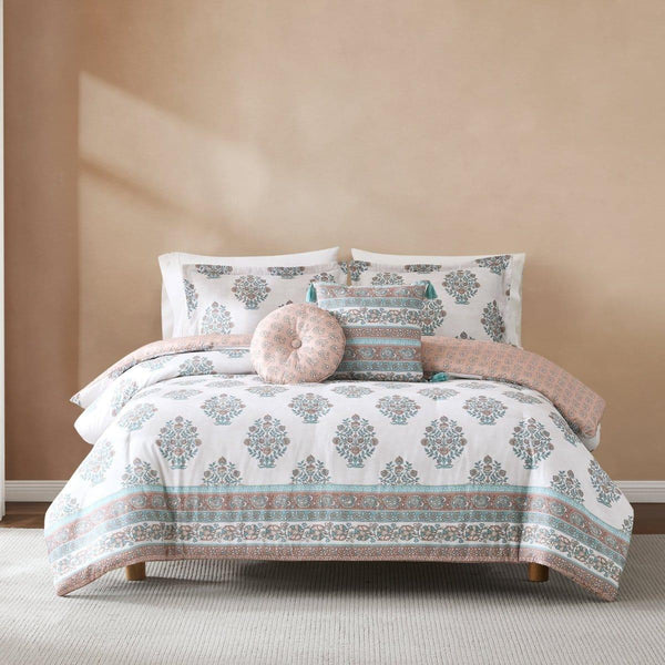 Sofia Flower Block Bouquet Comforter 5Pc Set