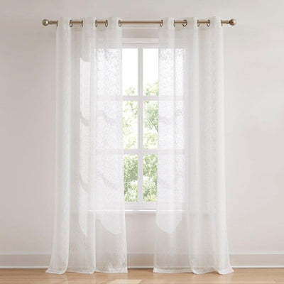 Aileen Textured Raindrop Sheer Window Curtain Panels
