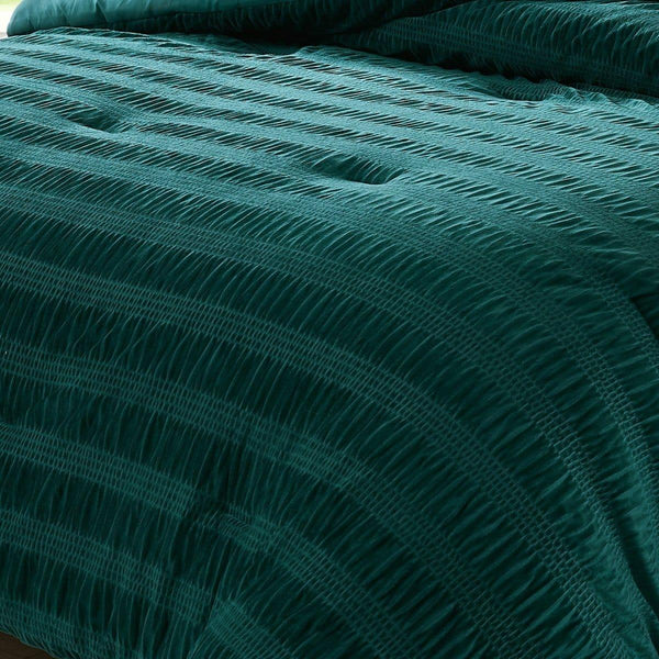 Azalea Ruched Velvet Stripe Comforter Set