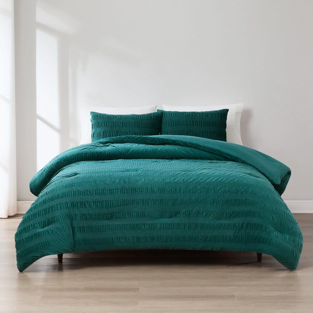 Azalea Ruched Velvet Stripe Comforter Set