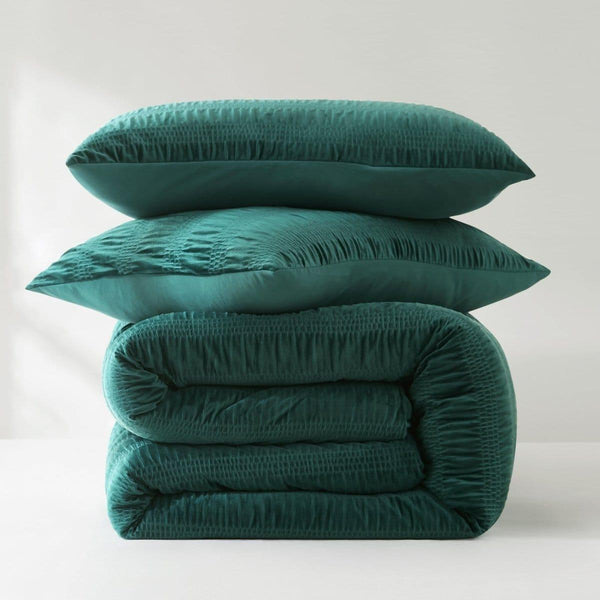 Azalea Ruched Velvet Stripe Comforter Set