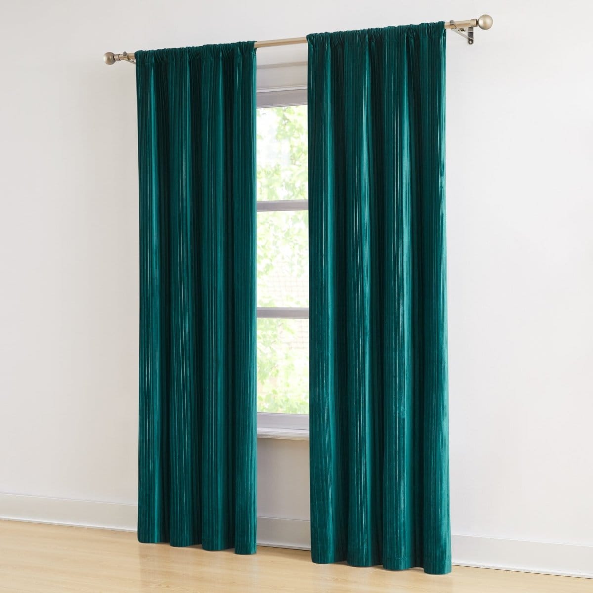 Glam Pleated Velvet Light Filtering Window Curtain Panels