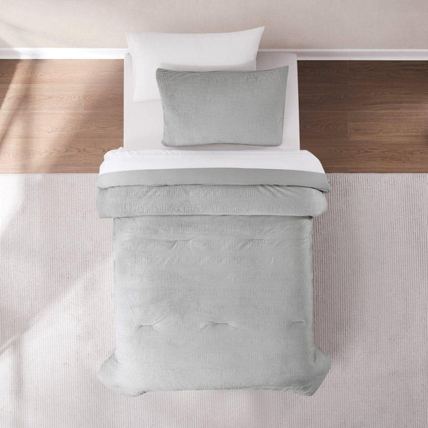 Azalea Ruched Velvet Stripe Comforter Set