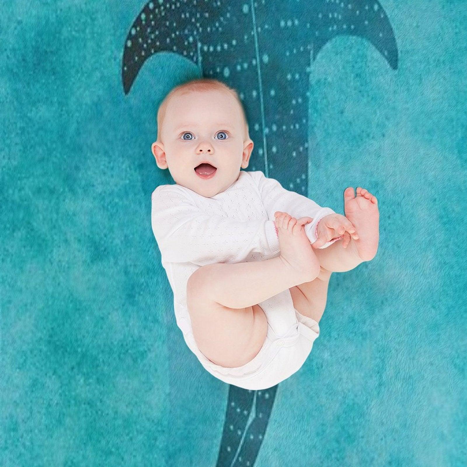 Whale Shark Blue Ocean Throw Blanket