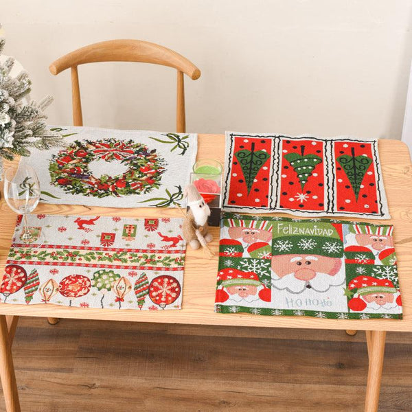 Christmas New Decorative Products Knitted Fabric Meal Mat Creative Knitted Meal Mat Tablecloth Elderly Tree Meal Mat