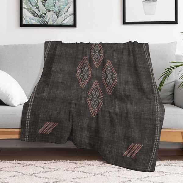 Kilim in Black And Pink Lightweight Throw Blanket
