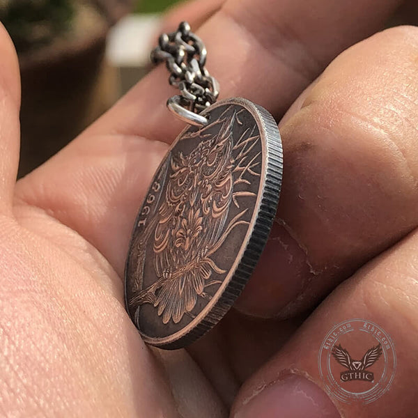 1968 Owl Athena Zinc Alloy Hobo Nickel Pendant