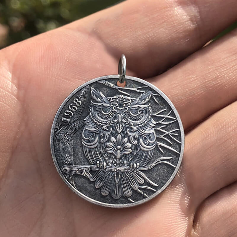 1968 Owl Athena Zinc Alloy Hobo Nickel Pendant