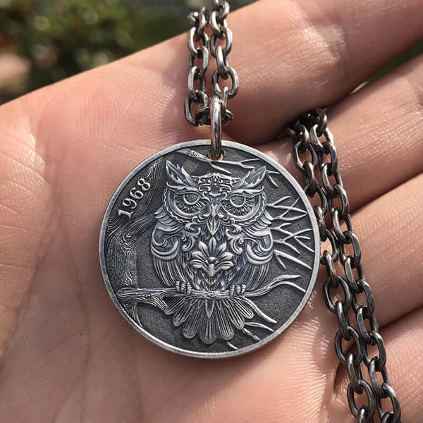 1968 Owl Athena Zinc Alloy Hobo Nickel Pendant