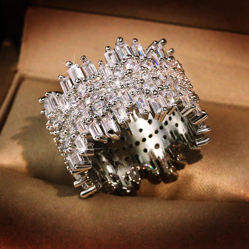 Irregular Micro Inlaid Zircon Ring