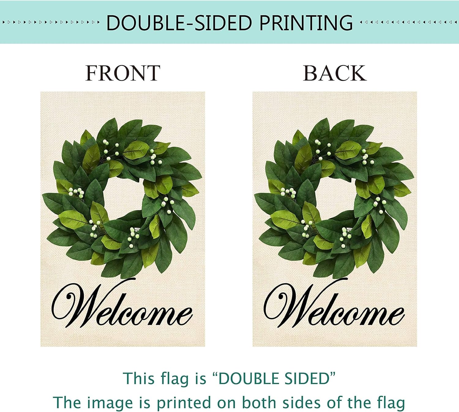 Spring Summer Welcome Wreath Garden Flag Magnolia Leaves Small Yard Flag Vertical Double Sided Burlap Farmhouse Seasonal