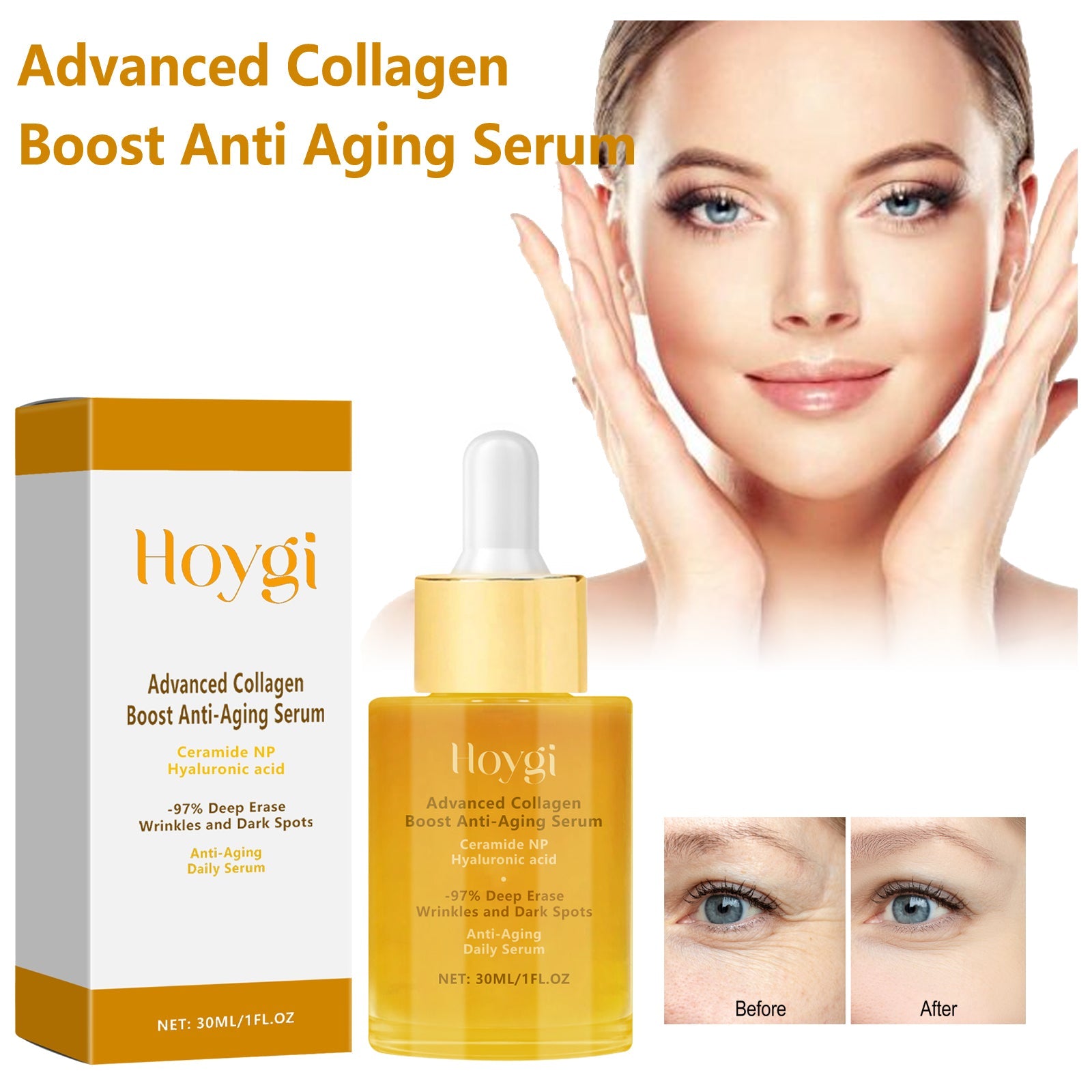 Collagen Anti-Wrinkle Serum, Hydrating And Smoothing Fine Lines, Firming Face And Elastic Moisturizing Skin Essence