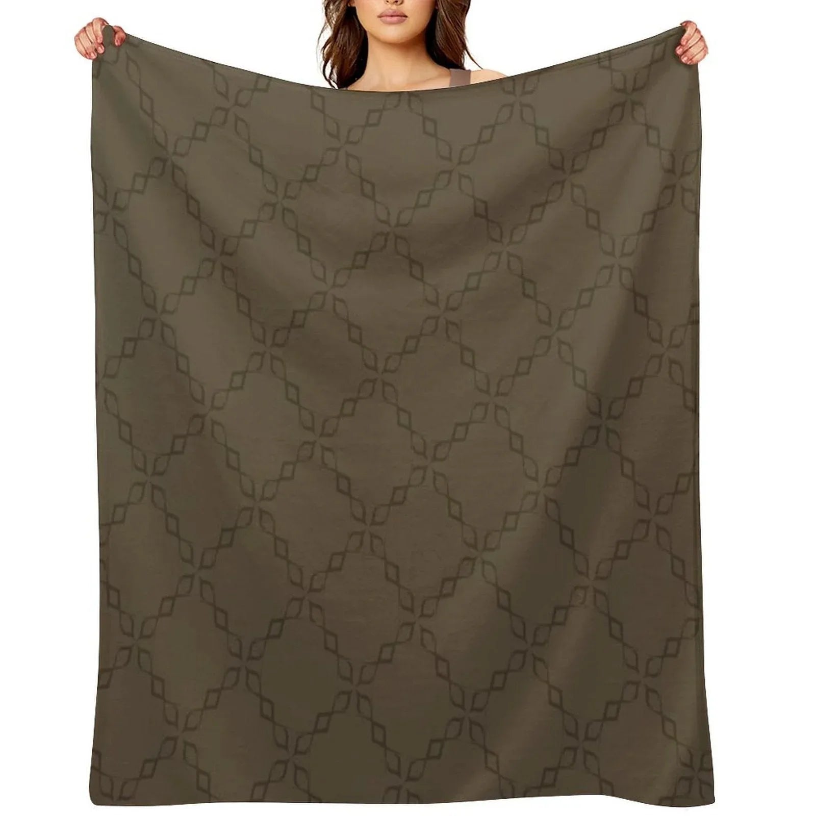 Circle Chain of Gray Mixed with Light Brown Throw Blanket