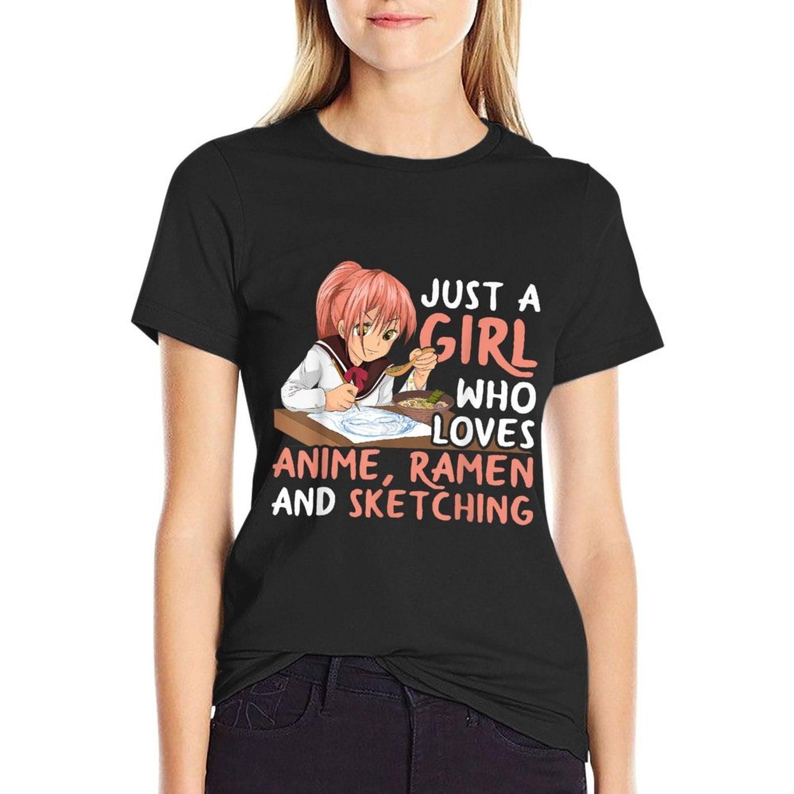 Just A Girl Who Loves Anime Ramen And Sketching Japan Anime  Lightweight T-Shirt