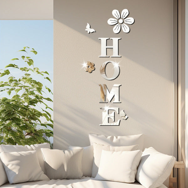 Acrylic mirror wall stickers flowers home decoration letters soft mirror self-adhesive wall stickers