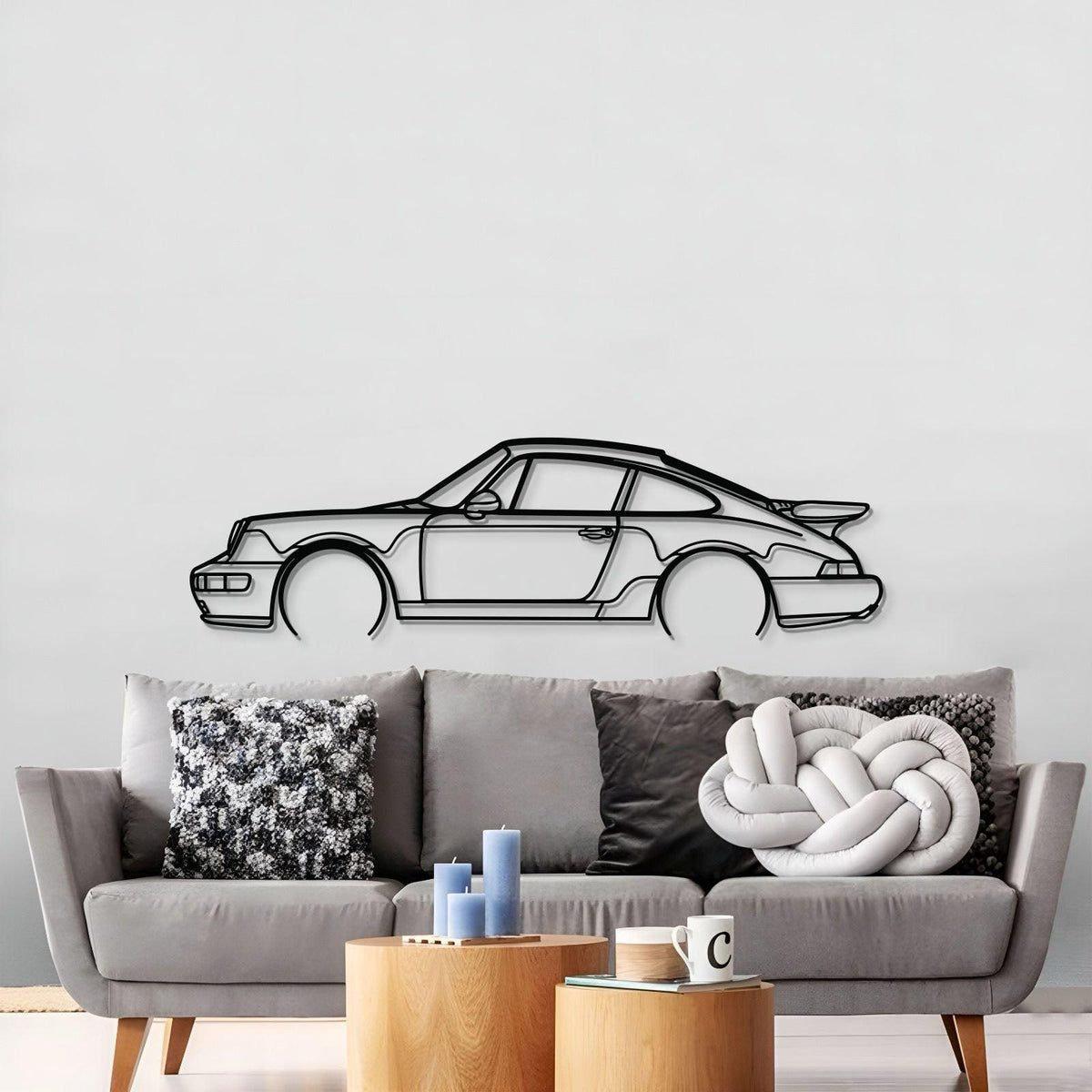 911 Turbo Model 964 Detailed Metal Car Wall Art - MT0873