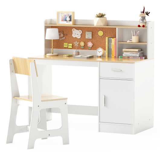 Kids Study Desk and Chair Set Student Table and Chair-Natural