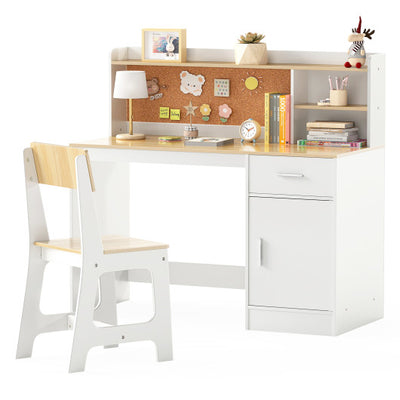 Kids Study Desk and Chair Set Student Table and Chair-Natural