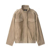 Temperament Women's Suede Texture Leather Coat - Camel / XS