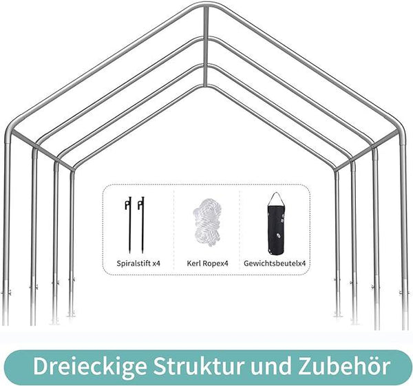 12 * 20 portable car tent garage with adjustable height from 9.5 feet to 11 feet, metal roof and side walls