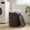 19 Gal Capacity Bamboo Clothes Hamper with Removable Liner and Portable Handles-Black