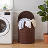 19 Gal Capacity Bamboo Laundry Hamper with Zippered Lid-Brown