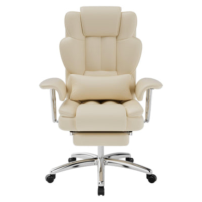 Big and Tall Executive Office Chair with Footrest - Beige