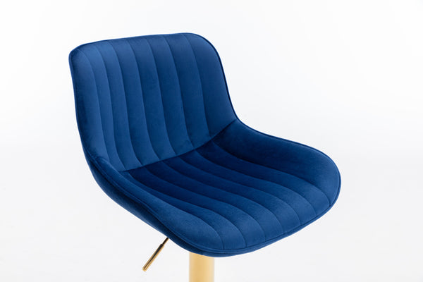 Chrome Footrest & Base Swivel Height-Adjustable Velvet Golden-Leg Bar Stool