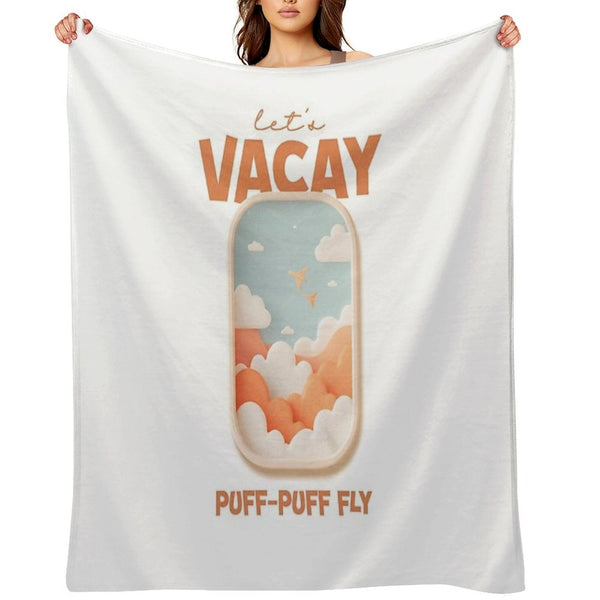Let's Vacay T-Shirt, Puff-Puff Fly, Airplane Window View Tee, Travel Lover Gift, Vacation Mode Apparel, Summer Holiday Shirt Comfort Throw Blanket