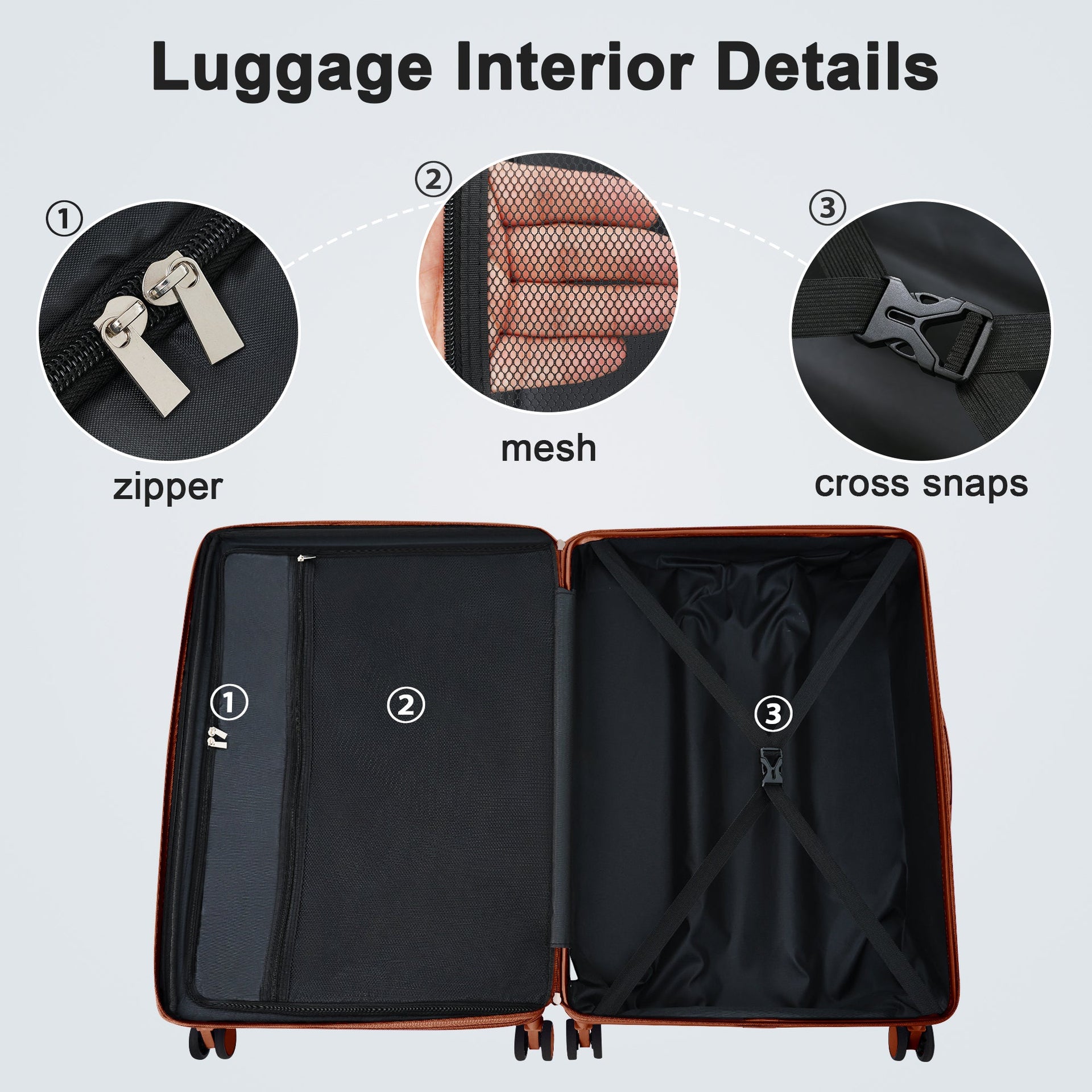 Hardshell Luggage Sets 3 pcs Contrast Color Suitcase with Spinner Wheels and TSA Lock 20' 24' 28' Available