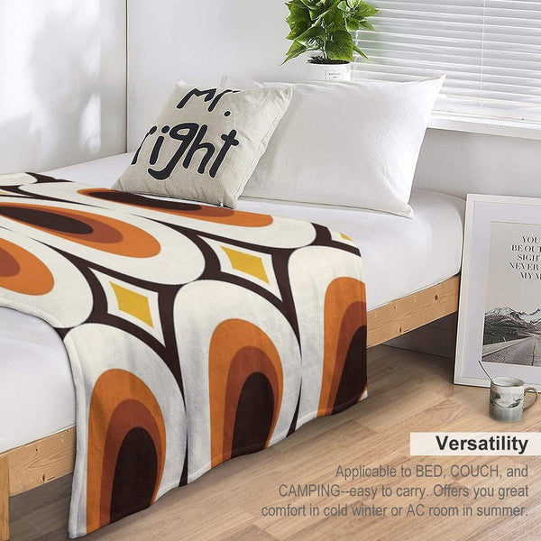 1970s Orange Mid-Century Modern Circle 1 Premium Throw Blanket
