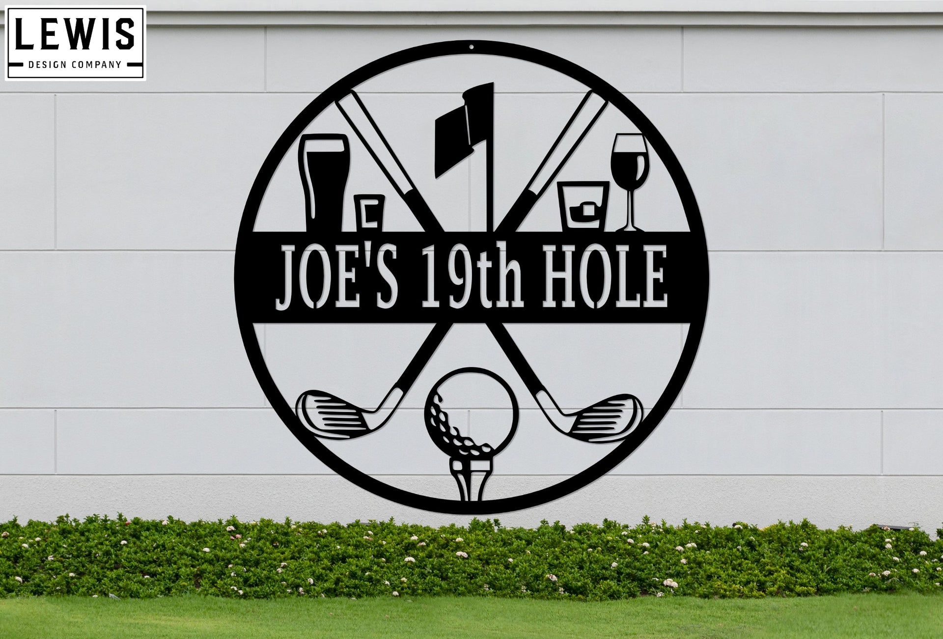 Golf 19th Hole Custom Name Metal Sign | Personalized Golf Bar Decor