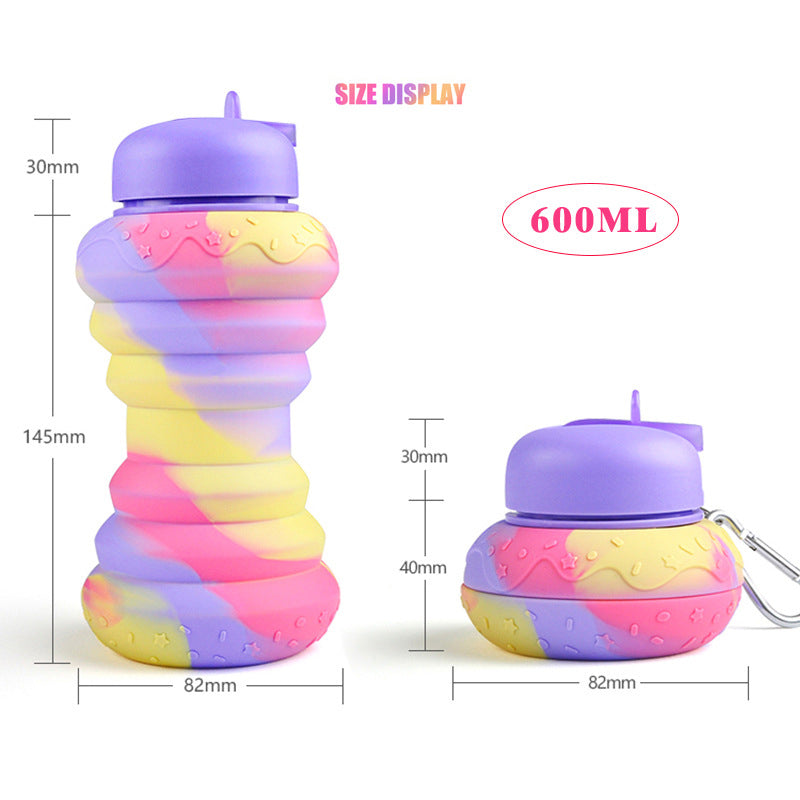 Donut Folding Silicone Bottle Foldable Outdoor Sports Goods Portable Water Bottle for Traveling Water Bottle