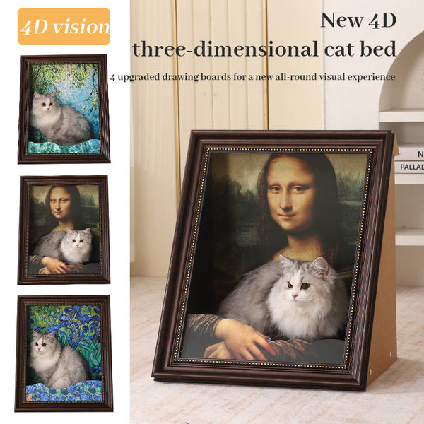 3D Mona Lisa Cat Scratcher with Removable Oil Painting Frame