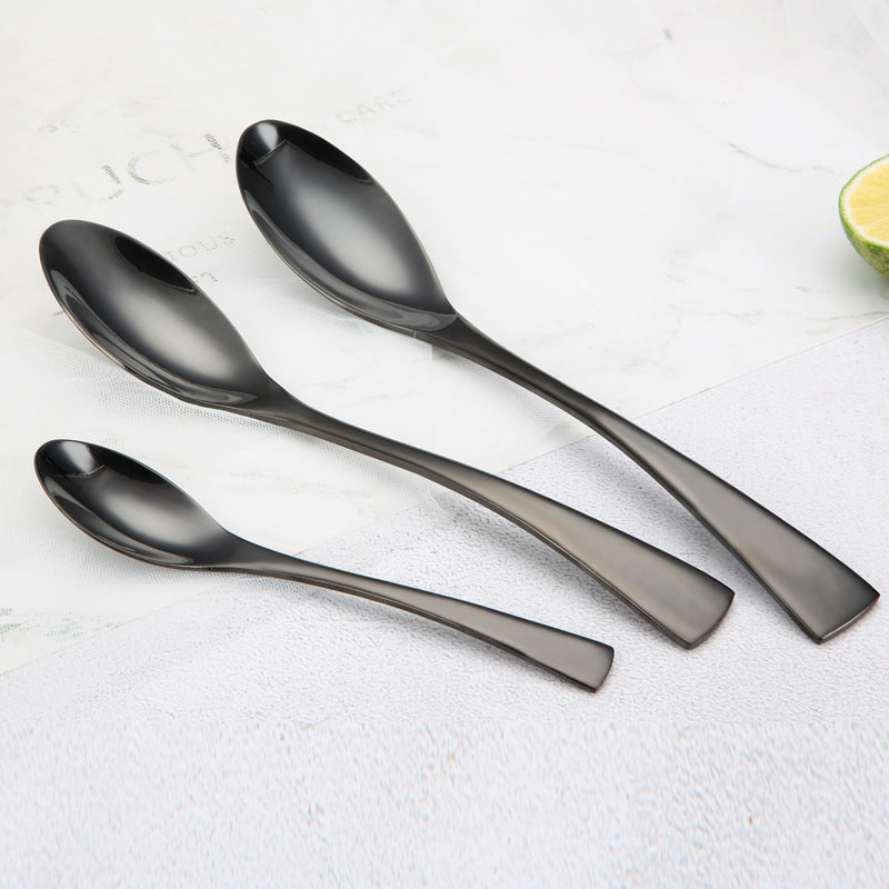 Portugal Titanium Black Stainless Steel Western Cutlery Set for Hotel and Restaurant Knife Fork Spoon Suite Factory Wholesale