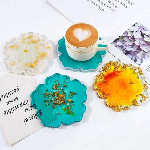 Drip Glue Mold Diy Flower Cherry Blossom Coaster Mold Petal Resin Tray Tea Tray Set Fruit Tray Silicone Mold
