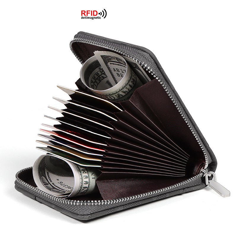 RFID Zipper Large Capacity Certificate Credit Multi Card Man's Organ Card Case PU Camouflage Wallet