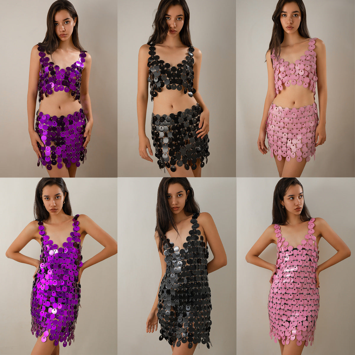 exy suspender hollow sequin skirt, nightclub trendy women's thin half skirt, body chain