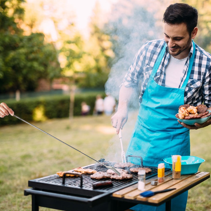 Stainless Steel Telescopic Long-Handle Fork for Barbecue, Dinner, Fruits and Desserts