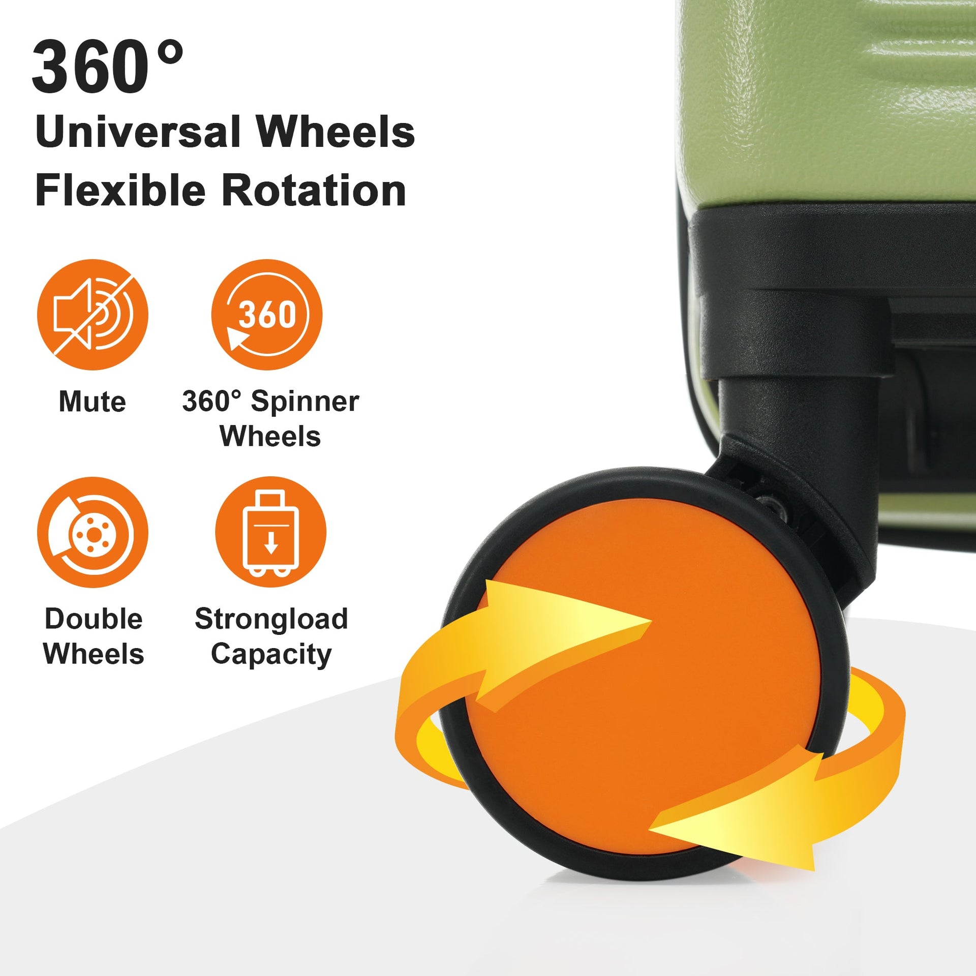 Contrast Color Hardshell Luggage 24inch Expandable Spinner Suitcase with TSA Lock Lightweight Green + ABS