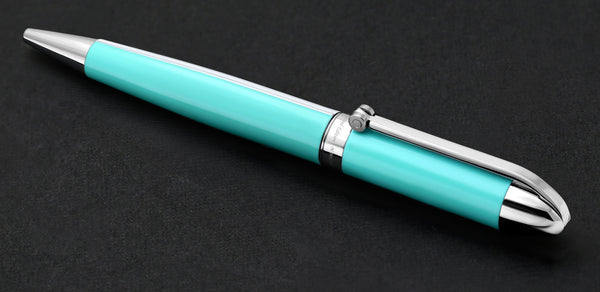 Visionary® Brass & Aluminum Enameled Fountain Pen (Medium Nib) and Ballpoint Pen Set - Sky Blue / White
