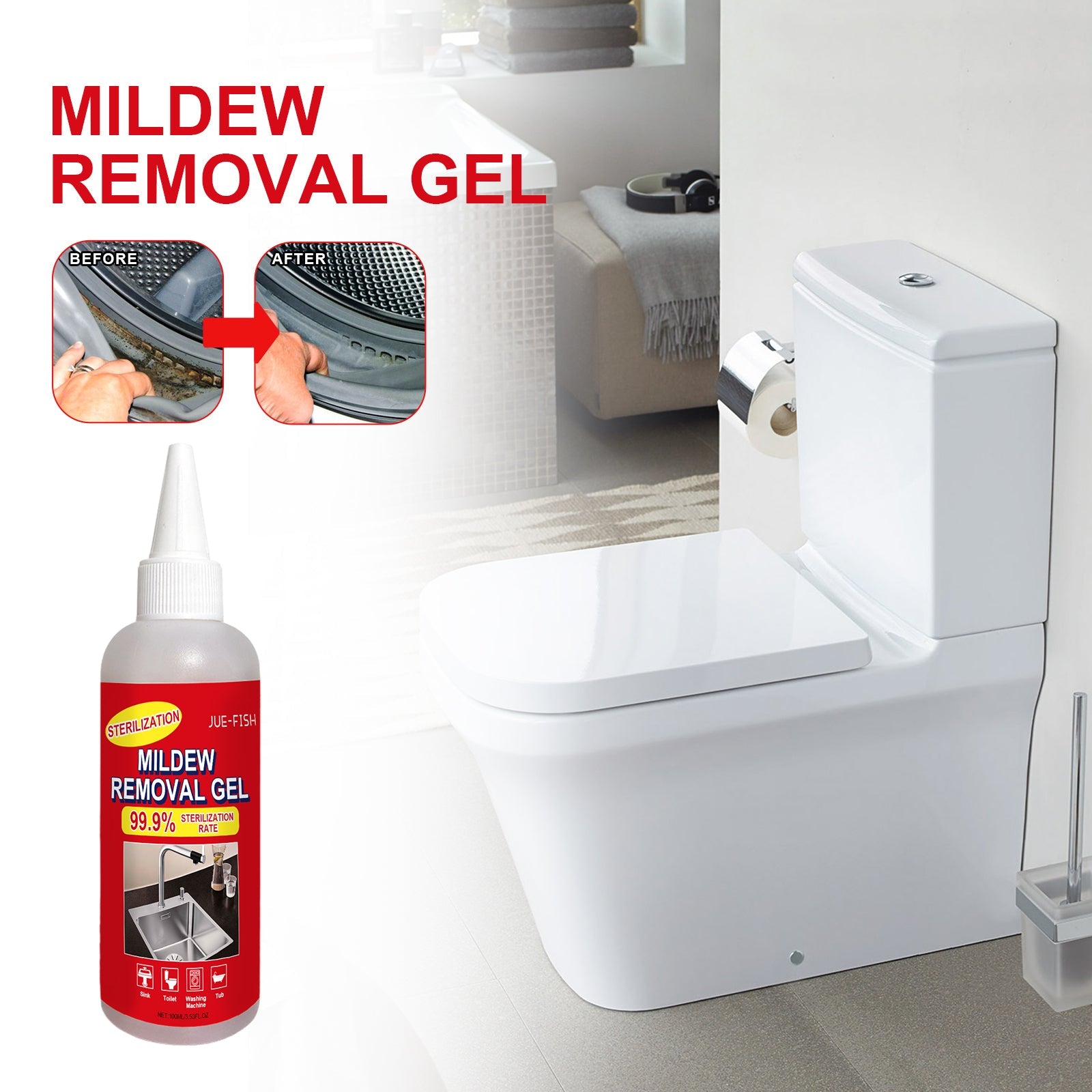 JUE-FISH Mildew Remover Gel Wall Stain Cleaner Kitchen Tile Crevices Mildew Remover Wall Multi-Effect Mildew Inhibitor