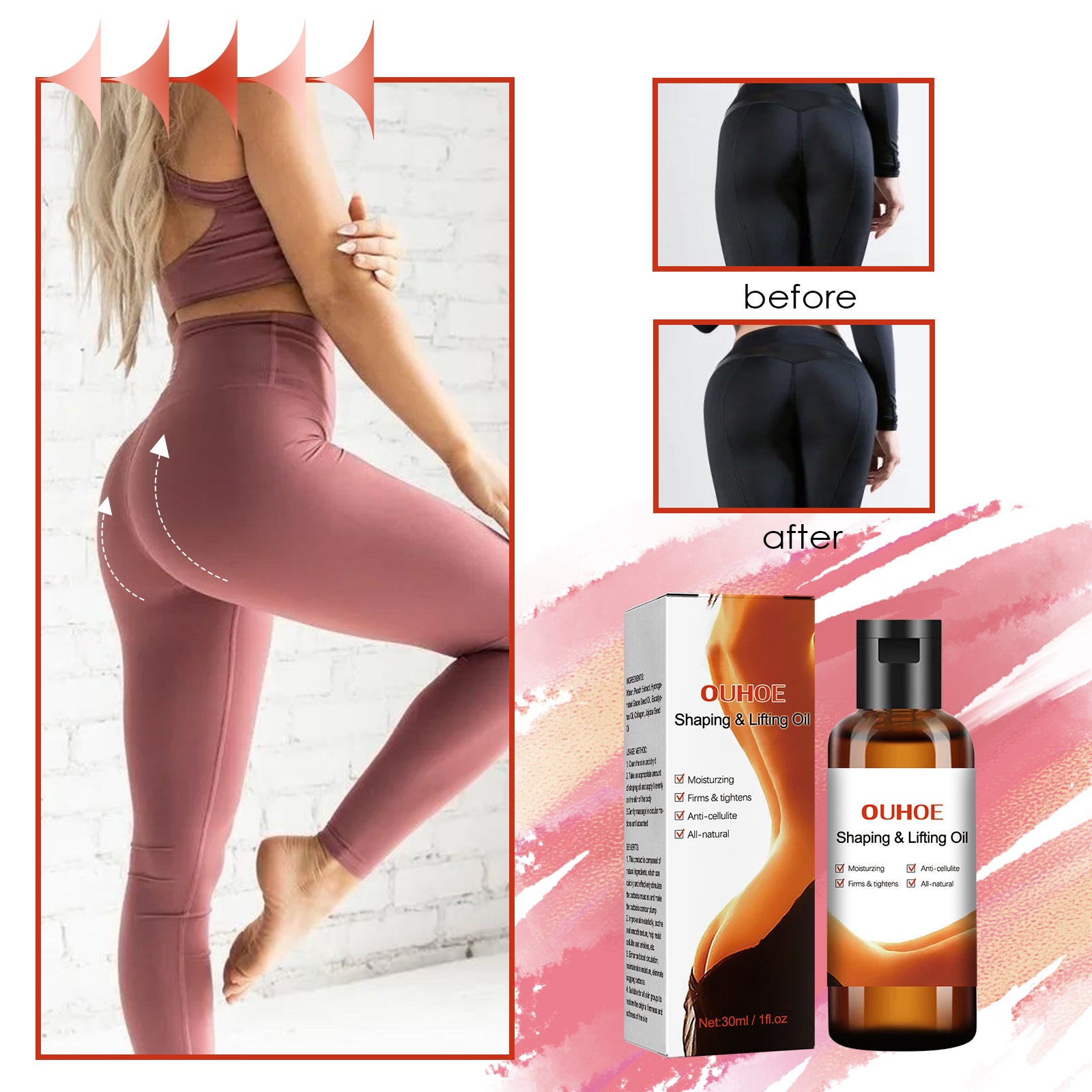 Body Sculpting Oil, Firming Buttocks Skin Body Care For Buttocks Accentuating Curves Lifting Oil