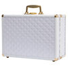 Portable makeup case, travel makeup bag with LED mirror, locked makeup storage box, brush holder, divider, rechargeable, white - White + Aluminium Alloy